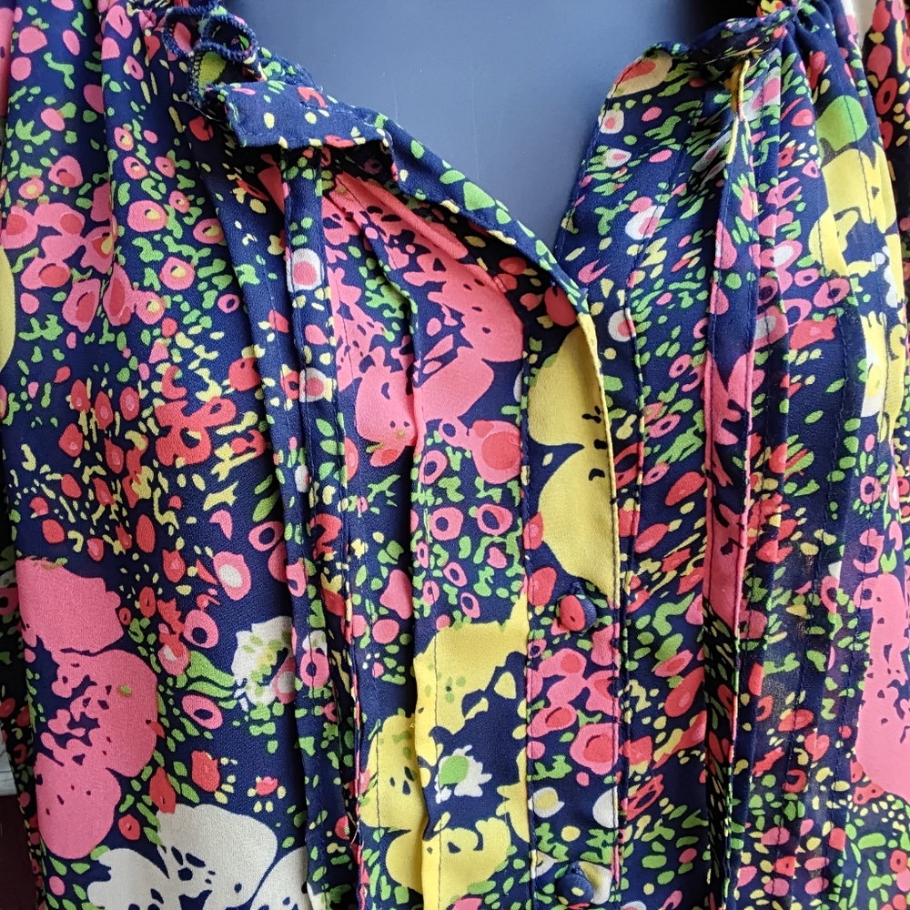 Floral Peasant Blouse (Sheer) - Picture 3 of 9